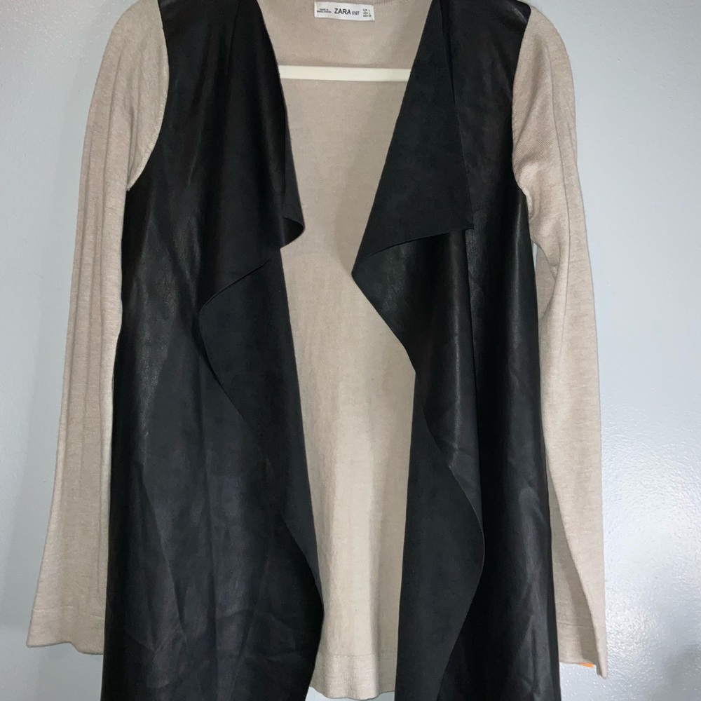 Zara Black Vest with Tan Knit‎ Top